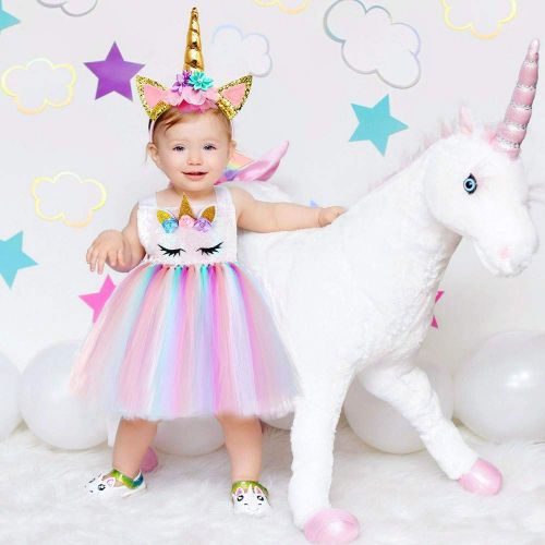  O Princess Unicorn Dress Costume Girls Birthday Party Role Play Size 1-12Y