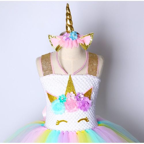  O Pastel Unicorn Tutu Dress for Girls Birthday Party Carnival Unicorn Costume Set Size 2t 4t 6t 8t 10t 12t