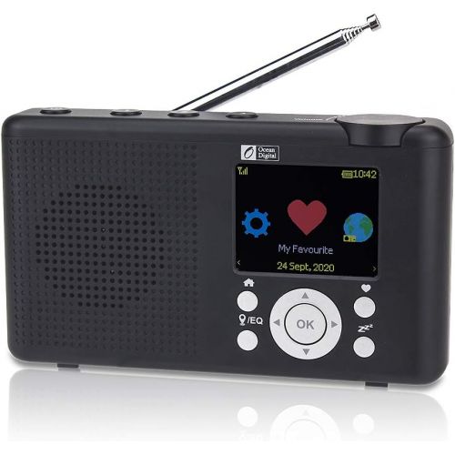  O OCEAN DIGITAL Ocean Digital WR-23D Portable FM Internet Radio 2.4” Color LCD Built-in Battery Wi-Fi Bluetooth UPnP & DLNA Player (Black)