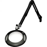 O.C. White 7.5'' Green-Lite LED 2x Magnifier with Crown White Optical Glass and Table Edge Clamp (43'' Reach, Carbon Black)