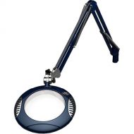 O.C. White 7.5'' Green-Lite LED 2x Magnifier with Crown White Optical Glass and Table Edge Clamp (43'' Reach, Spectre Blue)