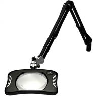 O.C. White 7 x 5.25'' Green-Lite Rectangle LED 2x Magnifier with Crown White Optical Glass and Table Edge Clamp (43'' Reach, Carbon Black)