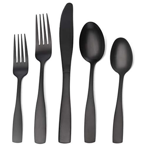  O.C.E. Matte Black Silverware Set, 20-Piece Stainless Steel Flatware Set, Tableware Cutlery Set Service for 4, Utensils for Kitchens, Dishwasher Safe