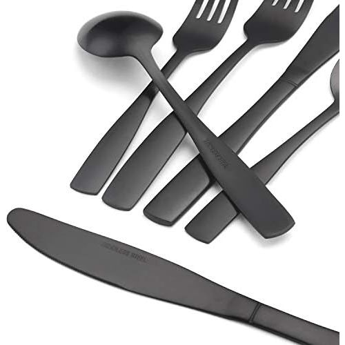  O.C.E. Matte Black Silverware Set, 20-Piece Stainless Steel Flatware Set, Tableware Cutlery Set Service for 4, Utensils for Kitchens, Dishwasher Safe