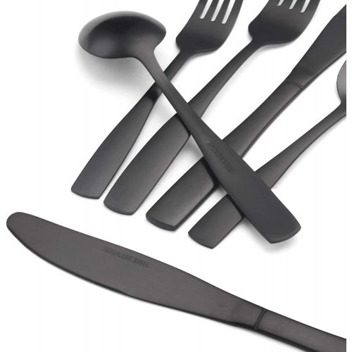  [아마존베스트]O.C.E. Matte Black Silverware Set, 20-Piece Stainless Steel Flatware Set, Tableware Cutlery Set Service for 4, Utensils for Kitchens, Dishwasher Safe