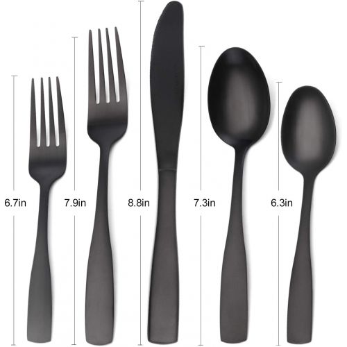  [아마존베스트]O.C.E. Matte Black Silverware Set, 20-Piece Stainless Steel Flatware Set, Tableware Cutlery Set Service for 4, Utensils for Kitchens, Dishwasher Safe