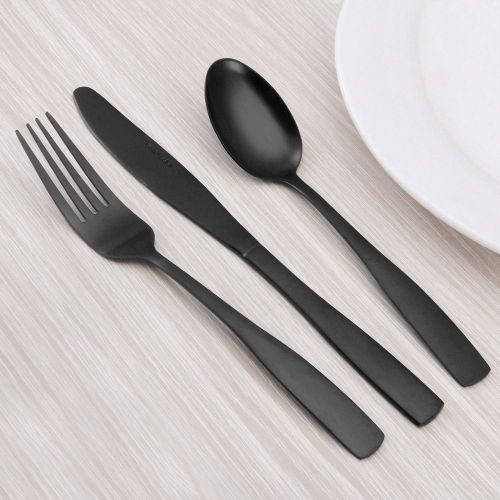  [아마존베스트]O.C.E. Matte Black Silverware Set, 20-Piece Stainless Steel Flatware Set, Tableware Cutlery Set Service for 4, Utensils for Kitchens, Dishwasher Safe