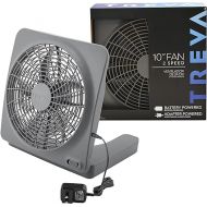 O2COOL Treva 10-Inch Portable Desktop Air Circulation Battery Fan, 2 Speed, Compact Folding & Tilt Design, with AC Adapter (Graphite)