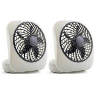 O2COOL Treva 5 Inch Battery Powered Fan Portable Desk Fan 2 Cooling Speeds with Compact Folding & Tilt Design Small Fan Cubicle Accessories Mini Fan Portable 2 Pack (Grey)