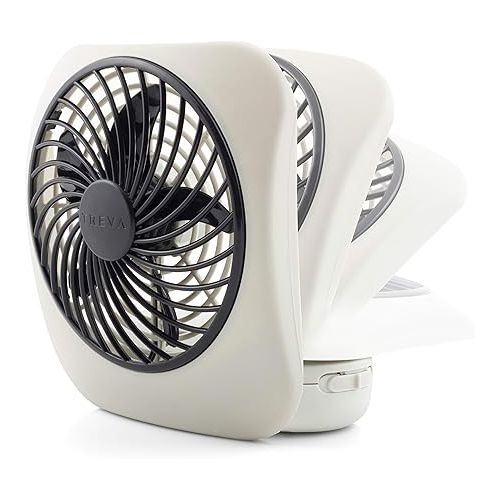  O2COOL Treva 5 Inch Battery Powered Fan Portable Desk Fan 2 Cooling Speeds with Compact Folding & Tilt Design Small Fan Cubicle Accessories Mini Fan Portable 2 Pack (Grey)