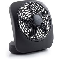 O2COOL Treva 5 Inch Battery Powered Fan Portable Desk Fan 2 Cooling Speeds with Compact Folding & Tilt Design Small Fan Cubicle Accessories Mini Fan Portable (Black)