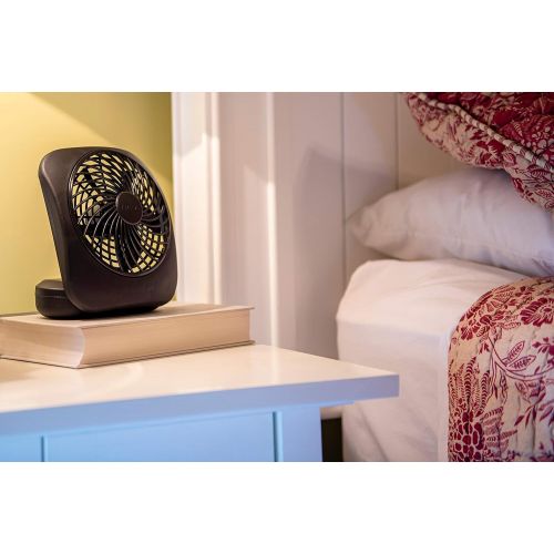  [아마존베스트]O2COOL Treva 5-Inch Portable Desktop Air Circulation Battery Fan | 2 Cooling Speeds, Compact Folding & Tilt Design, Black