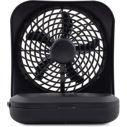  [아마존베스트]O2COOL Treva 5-Inch Portable Desktop Air Circulation Battery Fan | 2 Cooling Speeds, Compact Folding & Tilt Design, Black