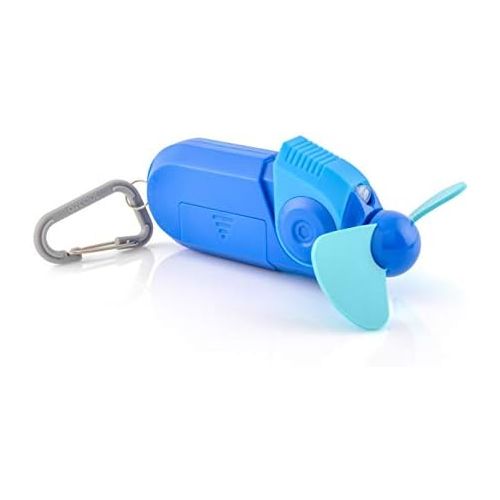  O2COOL Carabiner Sport Misting Fan - Pocket Sized, Portable On-The-Go Battery Powered Cooling, Sports Carabiner Fan, Blue