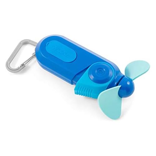  O2COOL Carabiner Sport Misting Fan - Pocket Sized, Portable On-The-Go Battery Powered Cooling, Sports Carabiner Fan, Blue