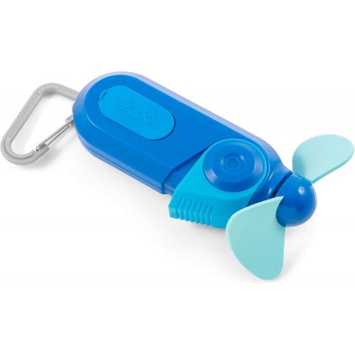  O2COOL Carabiner Sport Misting Fan - Pocket Sized, Portable On-The-Go Battery Powered Cooling, Sports Carabiner Fan, Blue