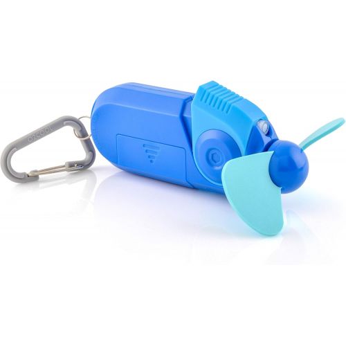  O2COOL Carabiner Sport Misting Fan - Pocket Sized, Portable On-The-Go Battery Powered Cooling, Sports Carabiner Fan, Blue
