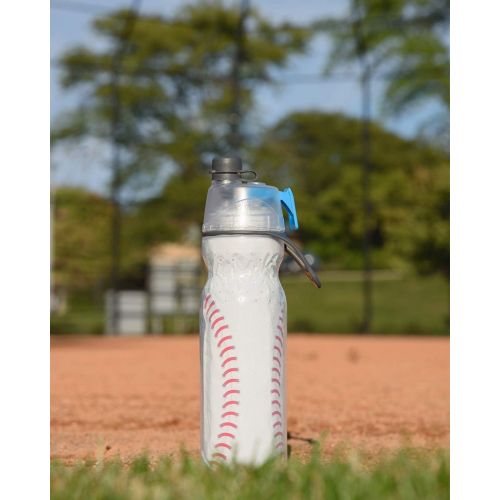  O2COOL Mist N Sip Misting Water Bottle 2-in-1 Mist And Sip Function With No Leak Pull Top Spout (Baseball)