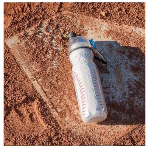  O2COOL Mist N Sip Misting Water Bottle 2-in-1 Mist And Sip Function With No Leak Pull Top Spout (Baseball)