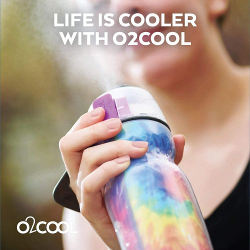  O2COOL Mist N Sip Misting Water Bottle 2-in-1 Mist And Sip Function With No Leak Pull Top Spout (Magenta / Purple) - 2 Pack