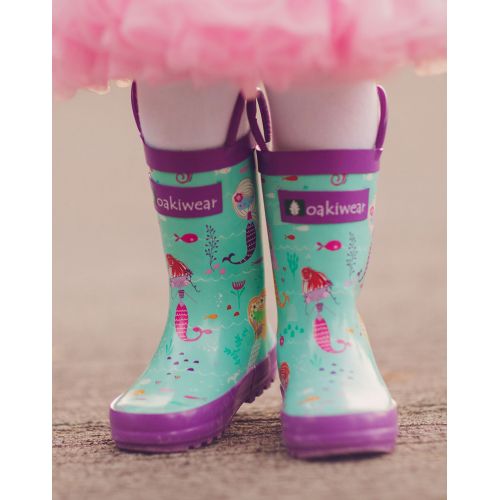  Oakiwear Kids Rain Boots For Boys Girls Toddlers Children, Mermaids