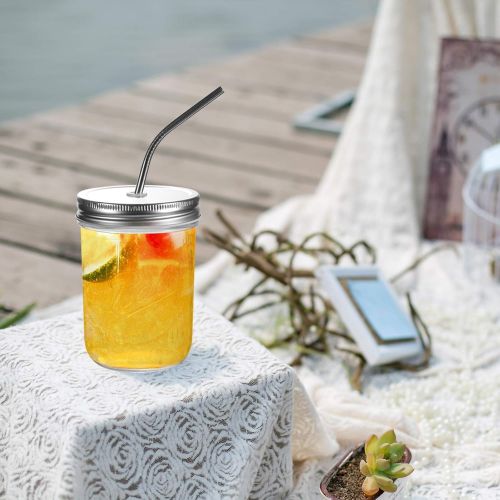  [아마존베스트]6 Pack Mason Jars 16 OZ, OAMCEG Mason Jar Cups with Lids and Straws, 100% Recycled Sipper Drinking Glasses/Jars/Mugs for Regular & Wide Mouth Mason Jars, One Size