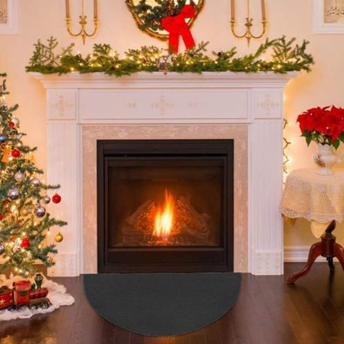  OBAGIAFE, Fire Retardant Fiberglass Fireproof Mat, Half Round Hearth Fireplace Area Rug Polyester Trim Non Slip Mat, Protects Floors from Sparks Embers Fireproof Mat Fireplace Rug