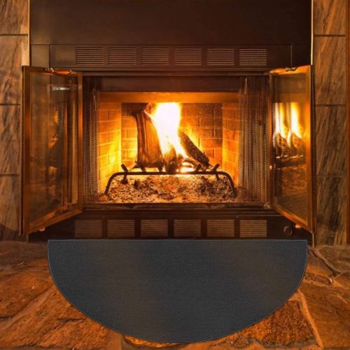  OBAGIAFE, Fire Retardant Fiberglass Fireproof Mat, Half Round Hearth Fireplace Area Rug Polyester Trim Non Slip Mat, Protects Floors from Sparks Embers Fireproof Mat Fireplace Rug