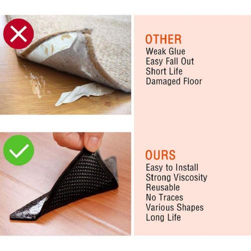  OBDKCAN Non-Slip Rug Pad, Carpet Gripper for Rugs Double Sided Anti Curling Non-Slip Washable and Reusable Pads Rug Grippers for Hardwood Floors,Tile Floors, Carpets, Floor Mats, W