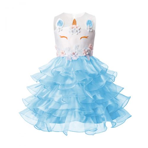  OBEEII Little Big Girl Flower Unicorn Costume Tutu Dress Princess Christmas Pageant Party Birthday Dress Up Evening Gowns