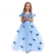 OBEEII Cinderella Costume Little Big Girl Lace Flower Tutu Dress Princess Pageant Wedding Birthday Formal Gown