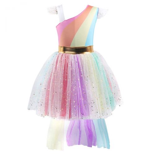  OBEEII Little Big Girl Unicorn Costume Rainbow Tutu Princess Birthday Pageant Party Dress Fancy Dress Up Halloween Cosplay