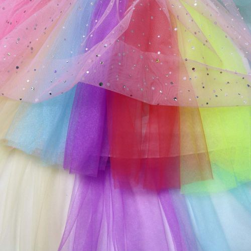  OBEEII Little Big Girl Unicorn Costume Rainbow Tutu Princess Birthday Pageant Party Dress Fancy Dress Up Halloween Cosplay