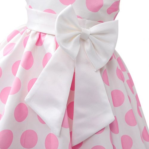  OBEEII Vintage Polka Dot Dress with Headband Baby Kid Girl Cap Sleeve Princess Birthday Mouse Costume Fancy Dress Up Halloween