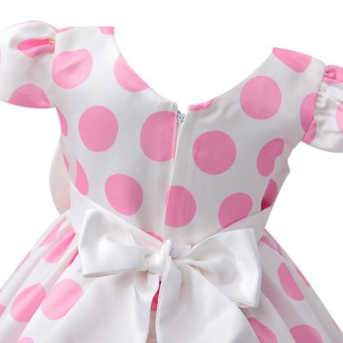  OBEEII Vintage Polka Dot Dress with Headband Baby Kid Girl Cap Sleeve Princess Birthday Mouse Costume Fancy Dress Up Halloween