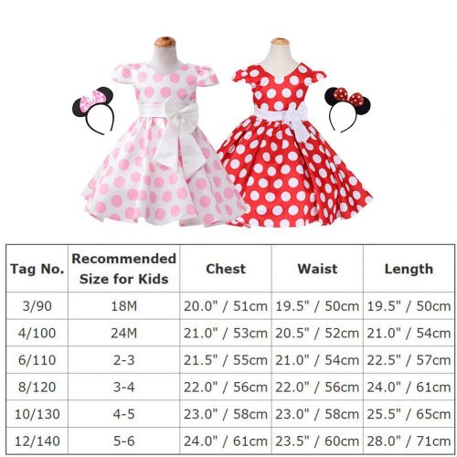  OBEEII Vintage Polka Dot Dress with Headband Baby Kid Girl Cap Sleeve Princess Birthday Mouse Costume Fancy Dress Up Halloween