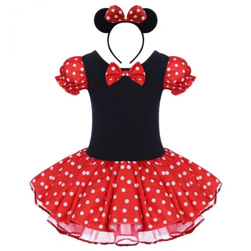  OBEEII Baby Toddler Girl Minnie Costume Tutu Dress Ear Headband Outfit Summer Polka Dot Xmas Halloween Cosplay Fancy Dress Up