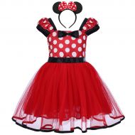OBEEII Minnie Costume Baby Girl Tutu Dress Mouse Ear Headband Polka Dot First Birthday Halloween Fancy Dress Up Princess Outfits