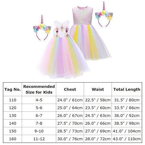  할로윈 용품OBEEII Little Big Girl Unicorn Princess Cosplay Sequin Flower Pastel Tutu Dress Pageant Party Birthday Halloween Evening Gown