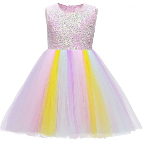  할로윈 용품OBEEII Little Big Girl Unicorn Princess Cosplay Sequin Flower Pastel Tutu Dress Pageant Party Birthday Halloween Evening Gown