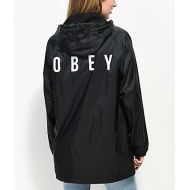 OBEY Obey English O Black Hooded Trench Jacket