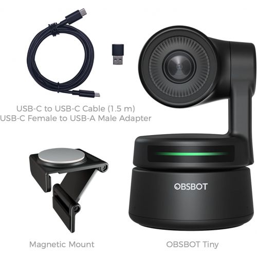  OBSBOT Tiny PTZ Webcam, AI-Powered Framing & Gesture Control, Full HD 1080p Webcam with Dual Omni-Directional Mics, 90-Degree Wide Angle, Low-Light Correction, Works with Zoom, Sky