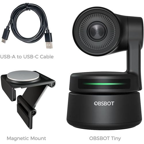  OBSBOT Tiny PTZ Webcam, AI-Powered Framing & Gesture Control, Full HD 1080p Webcam with Dual Omni-Directional Mics, 90-Degree Wide Angle, Low-Light Correction, Works with Zoom, Sky