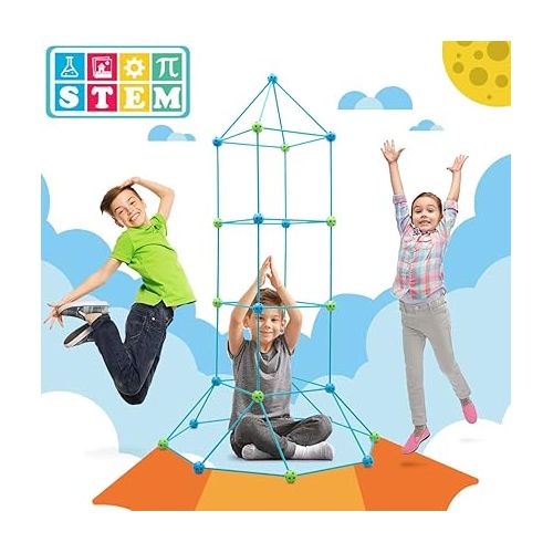  Kids Fort Building Kit 120 Pieces Construction STEM Toys for 5 6 7 8 9 10 11 12 Years Old Boys and Girls Ultimate Forts Builder Gift Build DIY Educational Learning Toy for Indoor & Outdoor