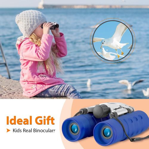  Obuby Real Binoculars for Kids Gifts for 3-12 Years Boys Girls 8x21 High-Resolution Optics Mini Compact Binocular Toys Shockproof Folding Small Telescope for Bird Watching,Travel,