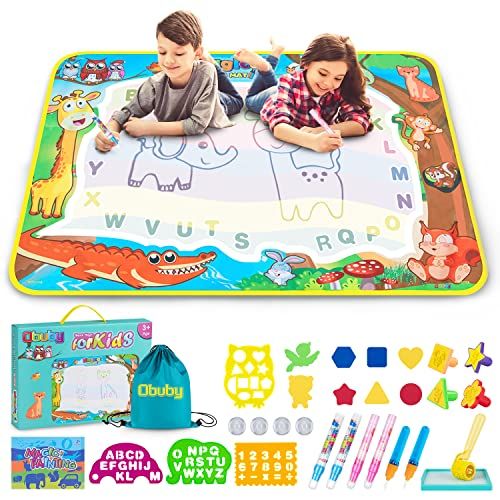  [아마존베스트]Obuby Aqua Magic Mat Kids Doodle Mats Water Drawing Writing Board Toy for Kid Toddler Animal Educational Painting Pad Toys for Age 3 4 5 6 7 8 9 10 11 12 Girls Boys Toddlers Gift 4