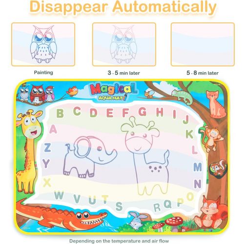  [아마존베스트]Obuby Aqua Magic Mat Kids Doodle Mats Water Drawing Writing Board Toy for Kid Toddler Animal Educational Painting Pad Toys for Age 3 4 5 6 7 8 9 10 11 12 Girls Boys Toddlers Gift 4