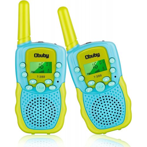  [아마존베스트]Obuby Walkie Talkies for Kids, 22 Channels 2 Way Radio Kid Toy Gift 3 KMs Long Range with Backlit LCD Flashlight Best Gifts Toys for Boys and Girls to Outside Adventure (Blue & Gre