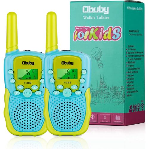  [아마존베스트]Obuby Walkie Talkies for Kids, 22 Channels 2 Way Radio Kid Toy Gift 3 KMs Long Range with Backlit LCD Flashlight Best Gifts Toys for Boys and Girls to Outside Adventure (Blue & Gre