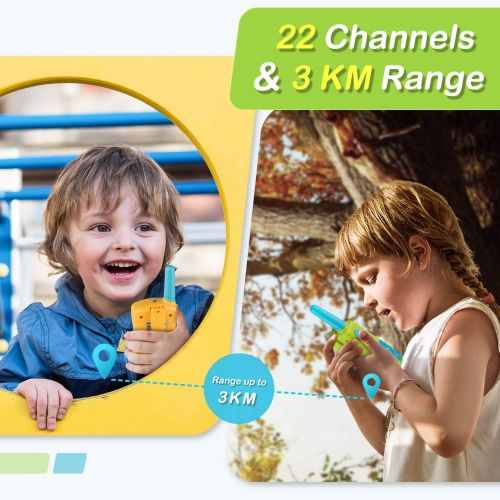  [아마존베스트]Obuby Kids Walkie Talkies 3 KMs Long Range 2 Way Radio 22 Channels for Kid Toys Gifts with Backlit LCD Flashlight Best Gift for Age 3-12 Boys and Girls for Outdoor Adventure Game